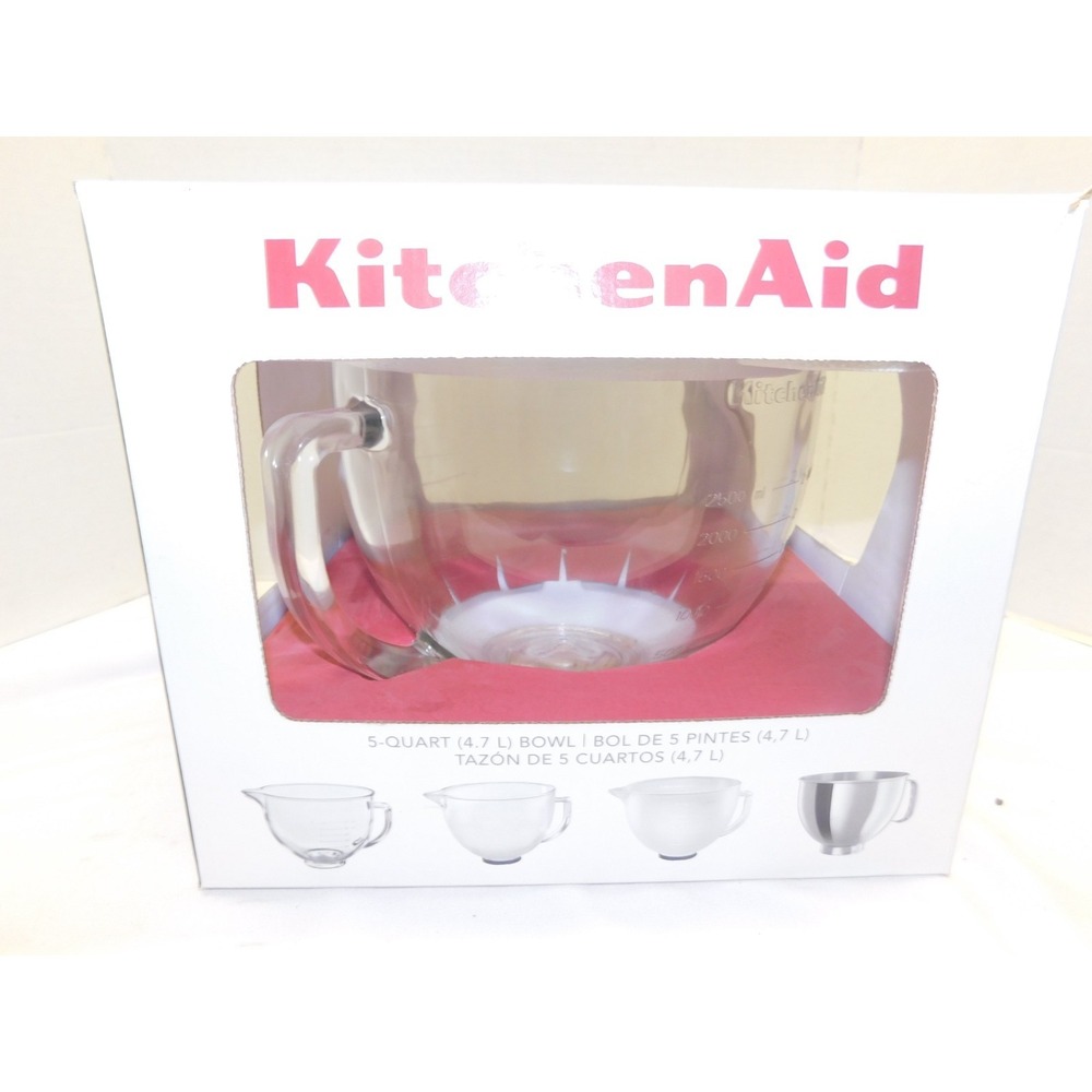 New KitchenAid 5Qt Glass Mixing Bowl With Lid KSM5GB